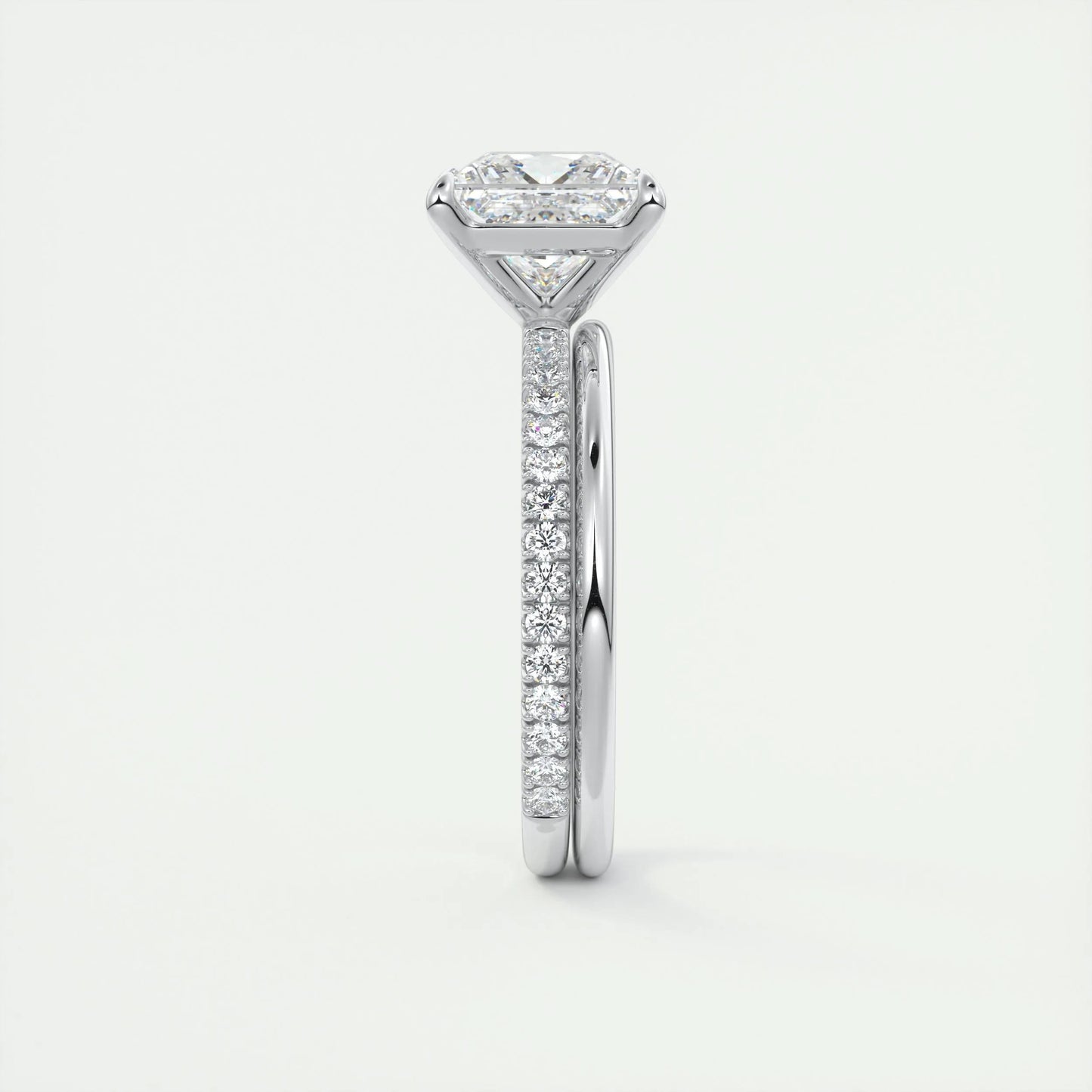 2.08 CT Princess Cut Pave Moissanite Engagement Ring 5