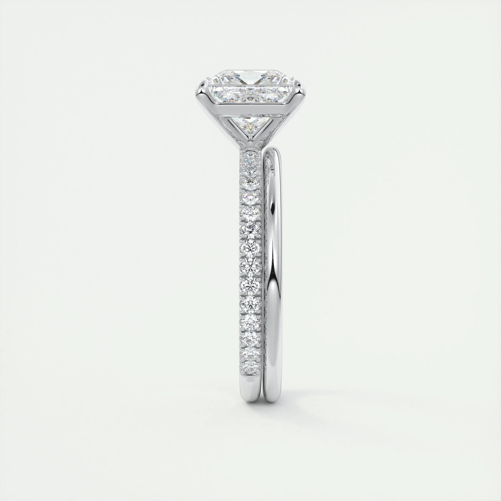 2.08 CT Princess Cut Pave Moissanite Engagement Ring 5