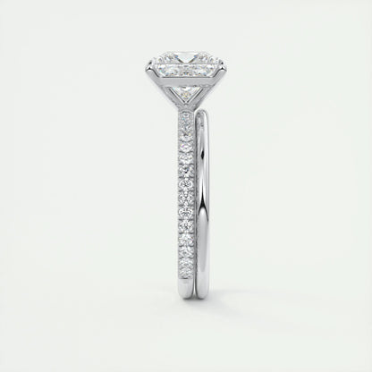 2.08 CT Princess Cut Pave Moissanite Engagement Ring 5