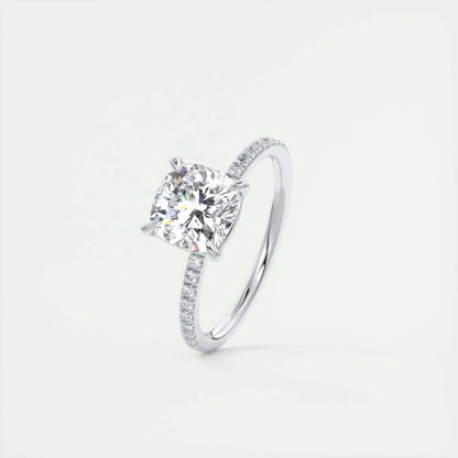 2.15 CT Cushion Cut Pave Moissanite Engagement Ring 4