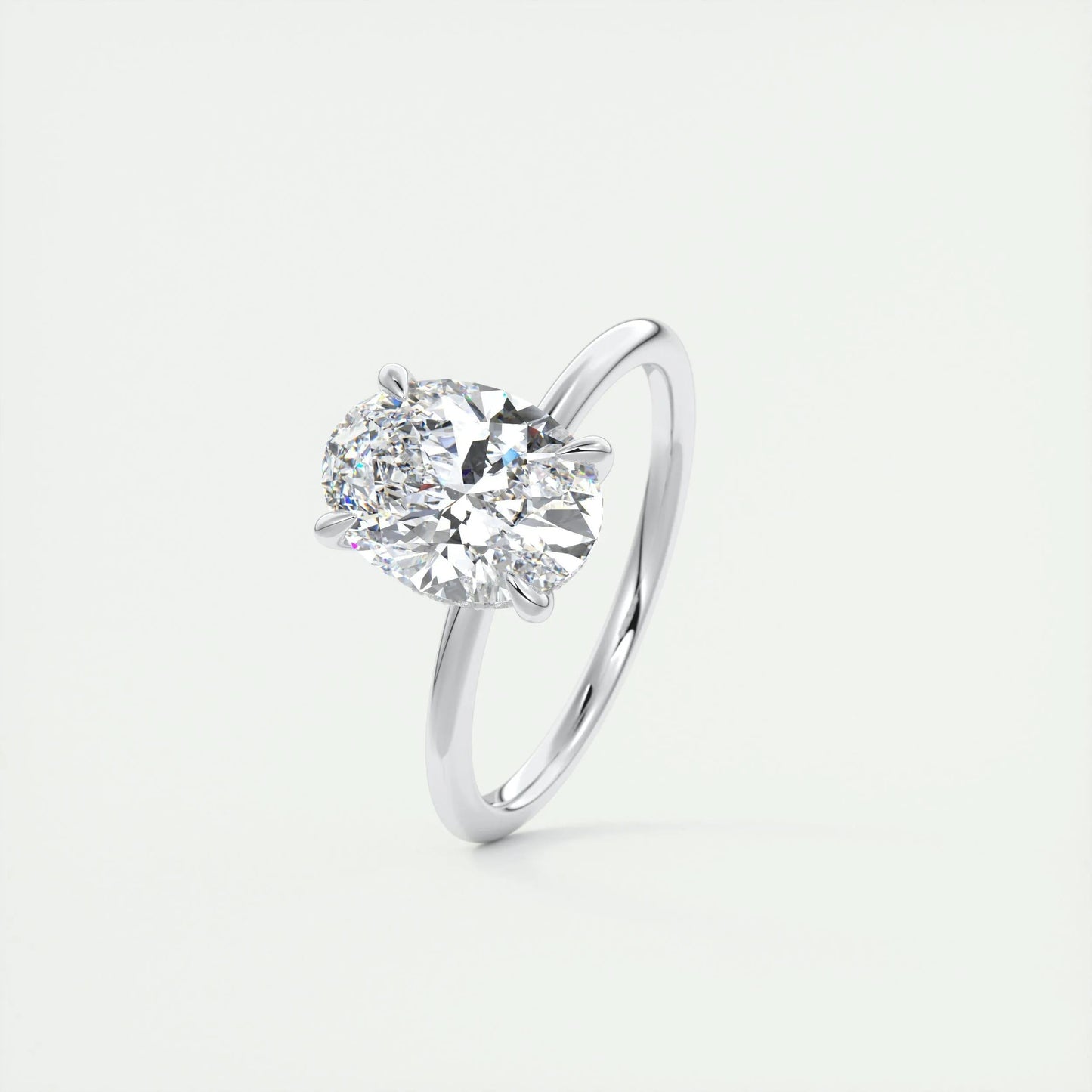 1.91 CT Oval Hidden Halo Moissanite Engagement Ring 6