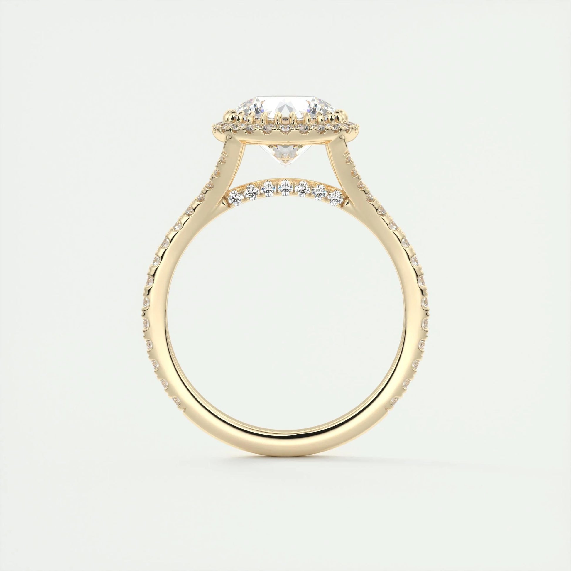 2.0 CT Round Halo Split Shank Moissanite Engagement Ring 12