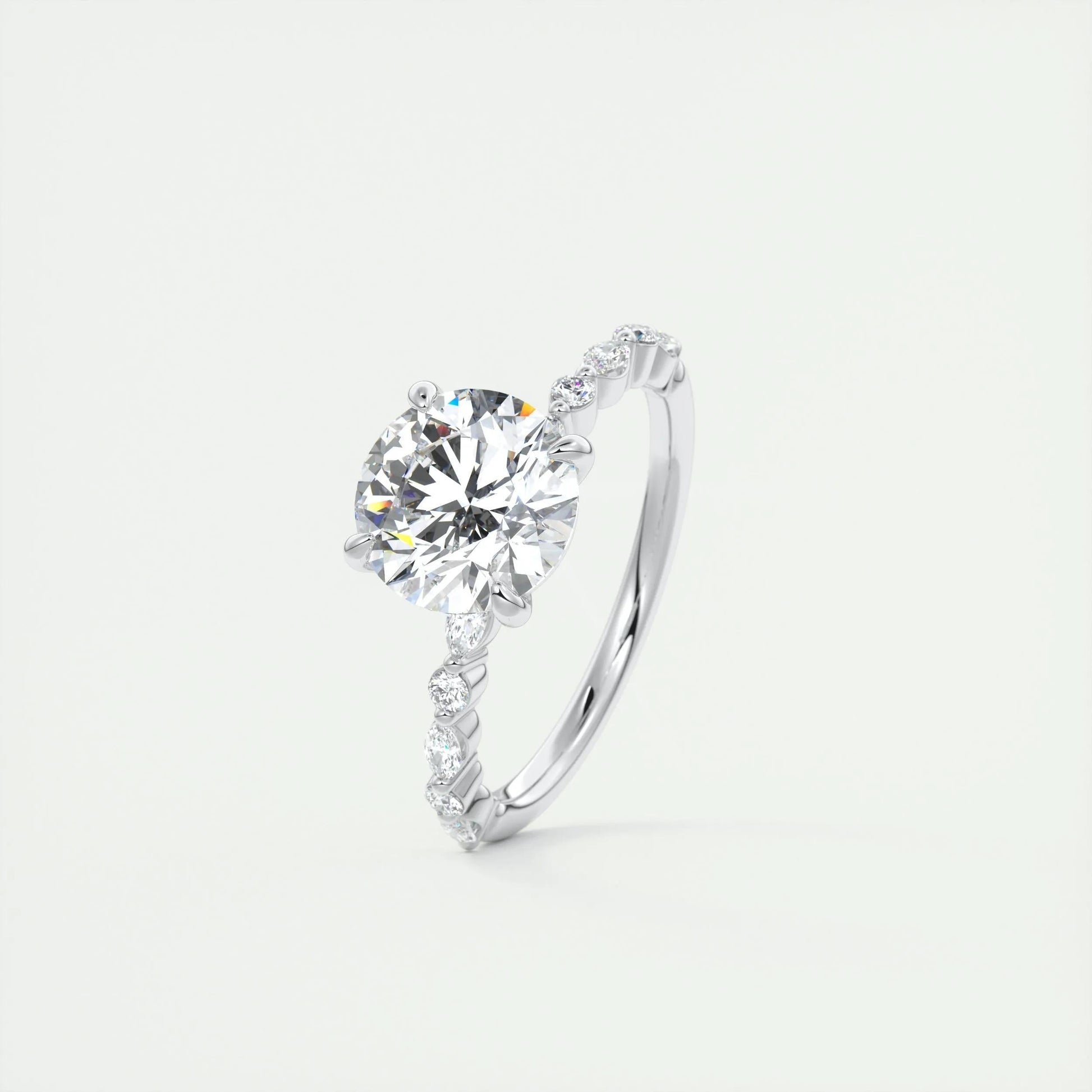 2.0 CT Round Pave Moissanite Engagement Ring 4