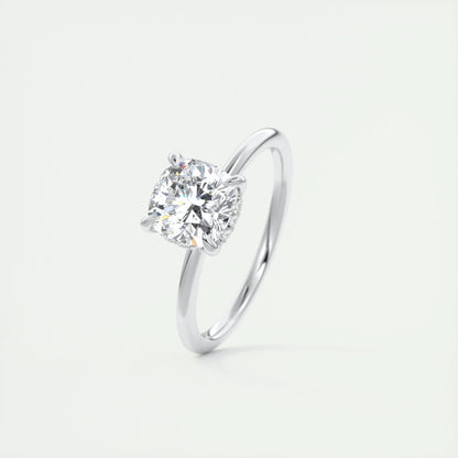 2.15 CT Cushion Hidden Halo Moissanite Engagement Ring 4