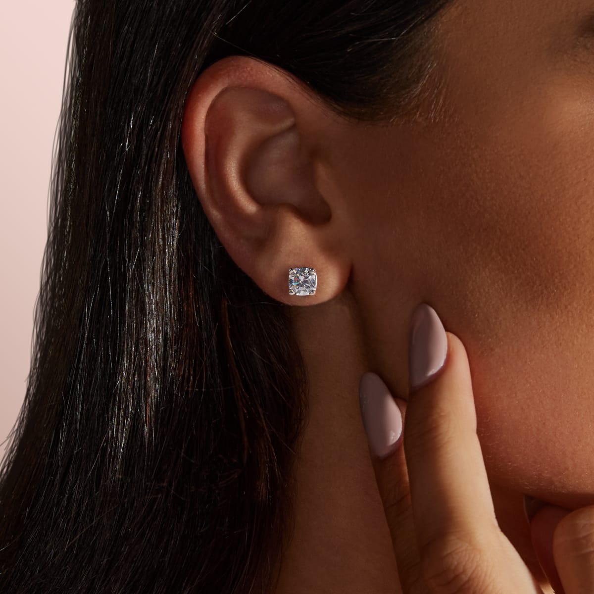 0.50 CT-2.0 CT Cushion Solitaire Lab Grown Diamond Earrings