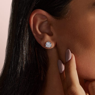 0.50 CT-4.0 CT Round Solitaire CVD F/VS Diamond Earrings 2