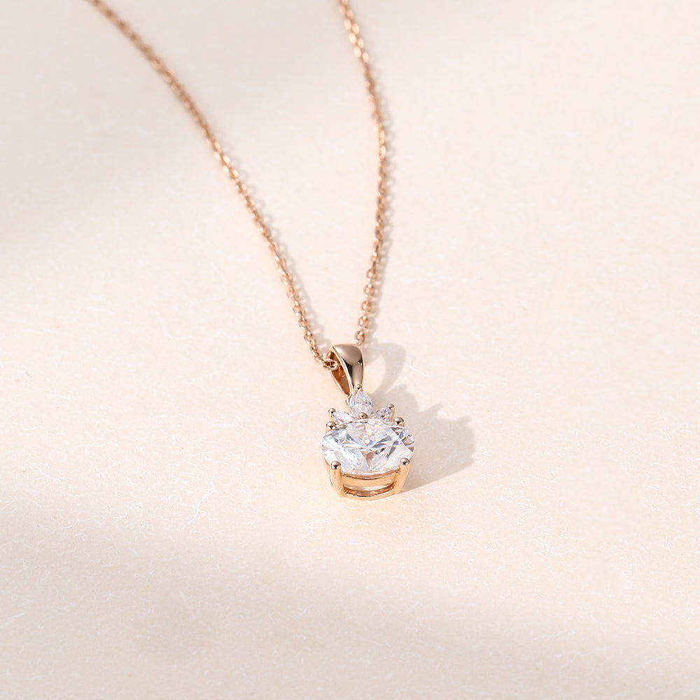 2.10 CT East West Oval Moissanite Diamond Cluster Pendant Necklace in Solid Gold 3