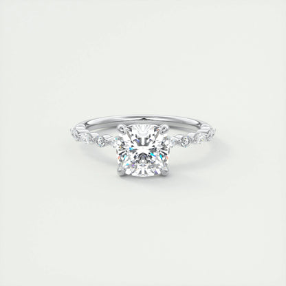 2.15 CT Cushion Cut Pave Moissanite Engagement Ring 1