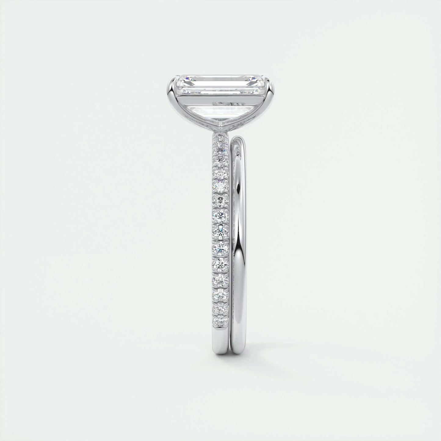 1.91 CT Emerald Cut Pave Moissanite Engagement Ring 5