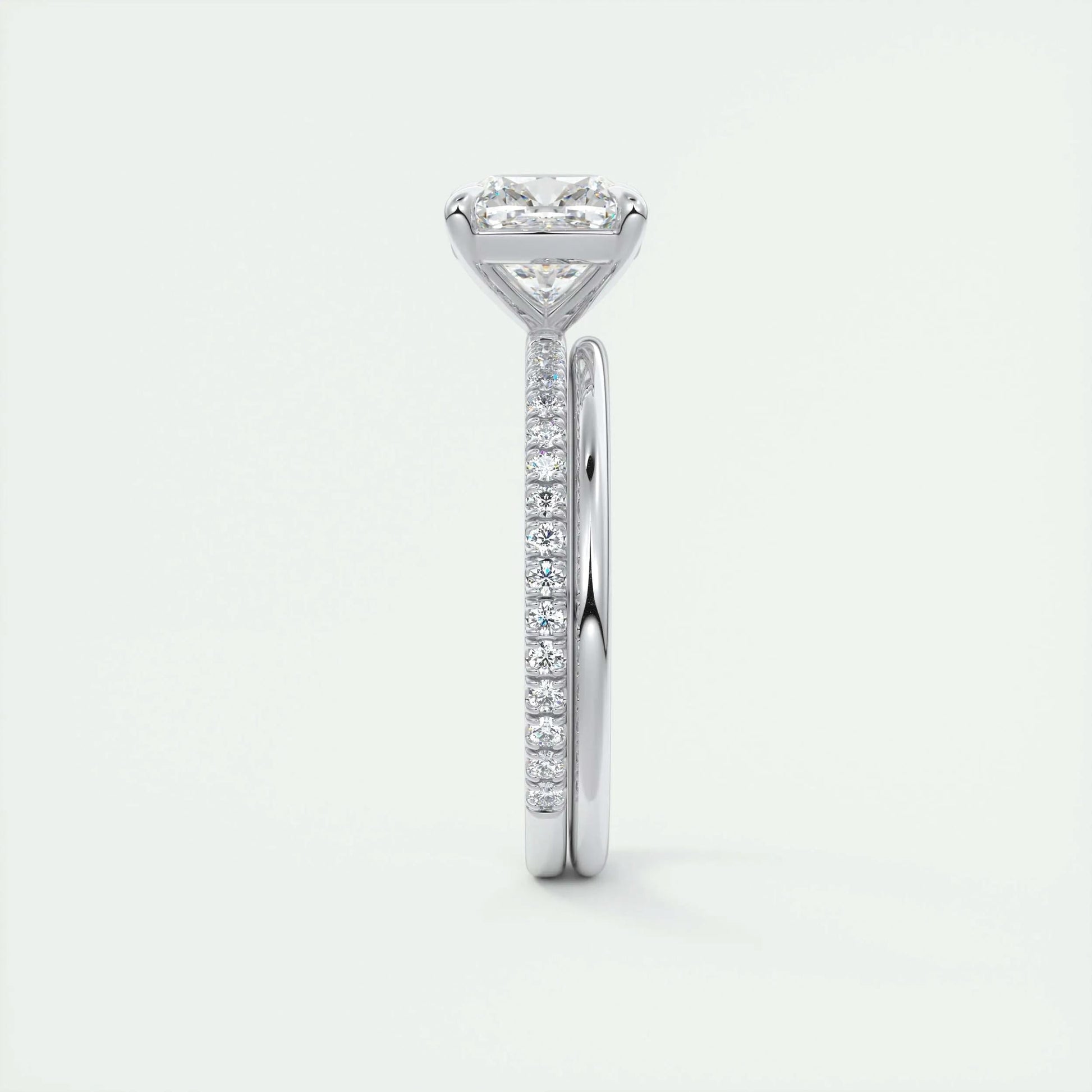 2.15 CT Cushion Cut Pave Moissanite Engagement Ring 5