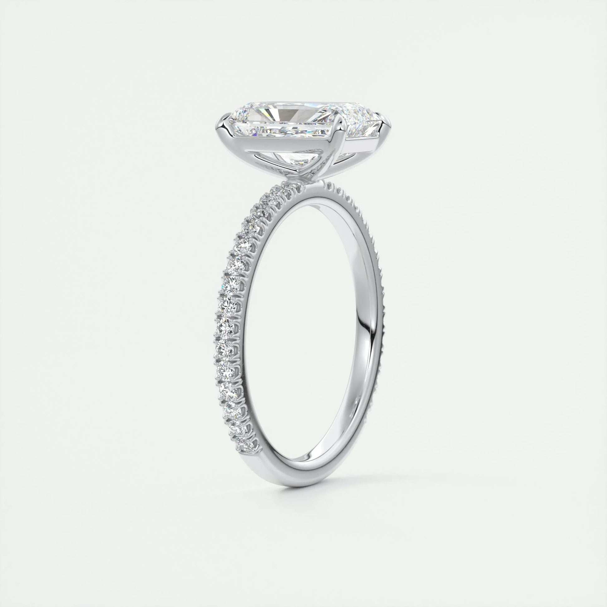 2.10 CT Radiant Cut Pave Style Moissanite Engagement Ring 7