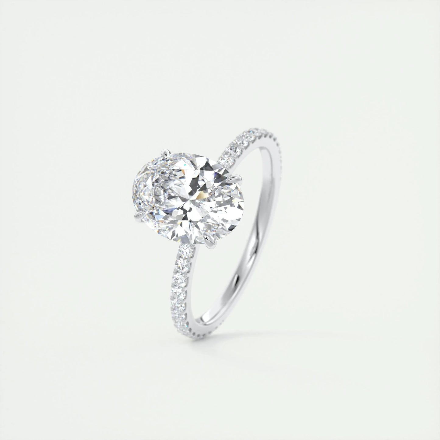 1.91 CT Oval Cut Pave Moissanite Engagement Ring 5