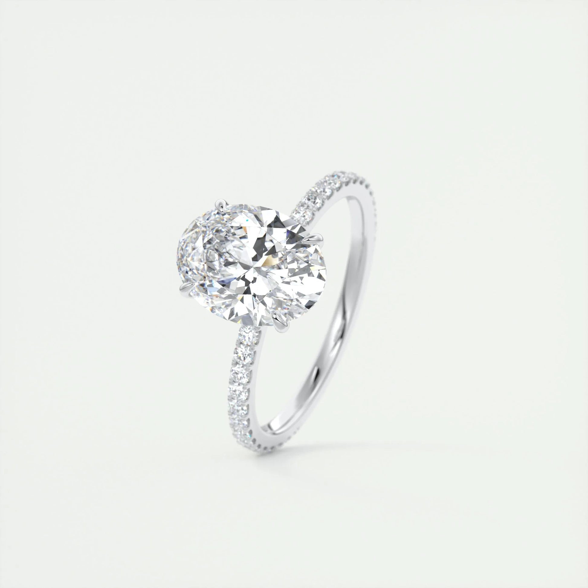 1.91 CT Oval Cut Pave Moissanite Engagement Ring 5