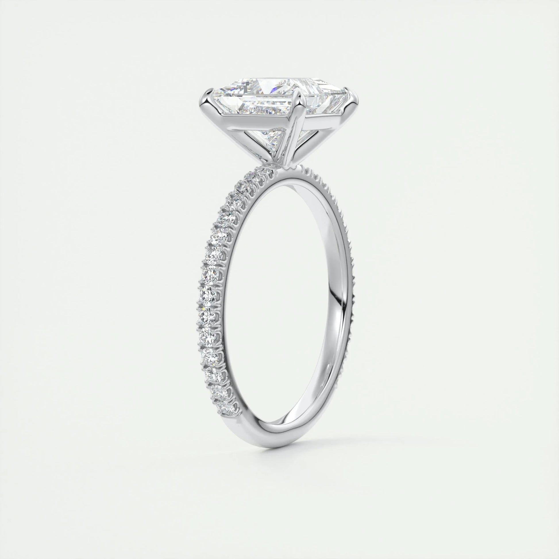 2.08 CT Princess Cut Pave Moissanite Engagement Ring 6