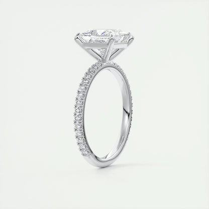 2.08 CT Princess Cut Pave Moissanite Engagement Ring 6