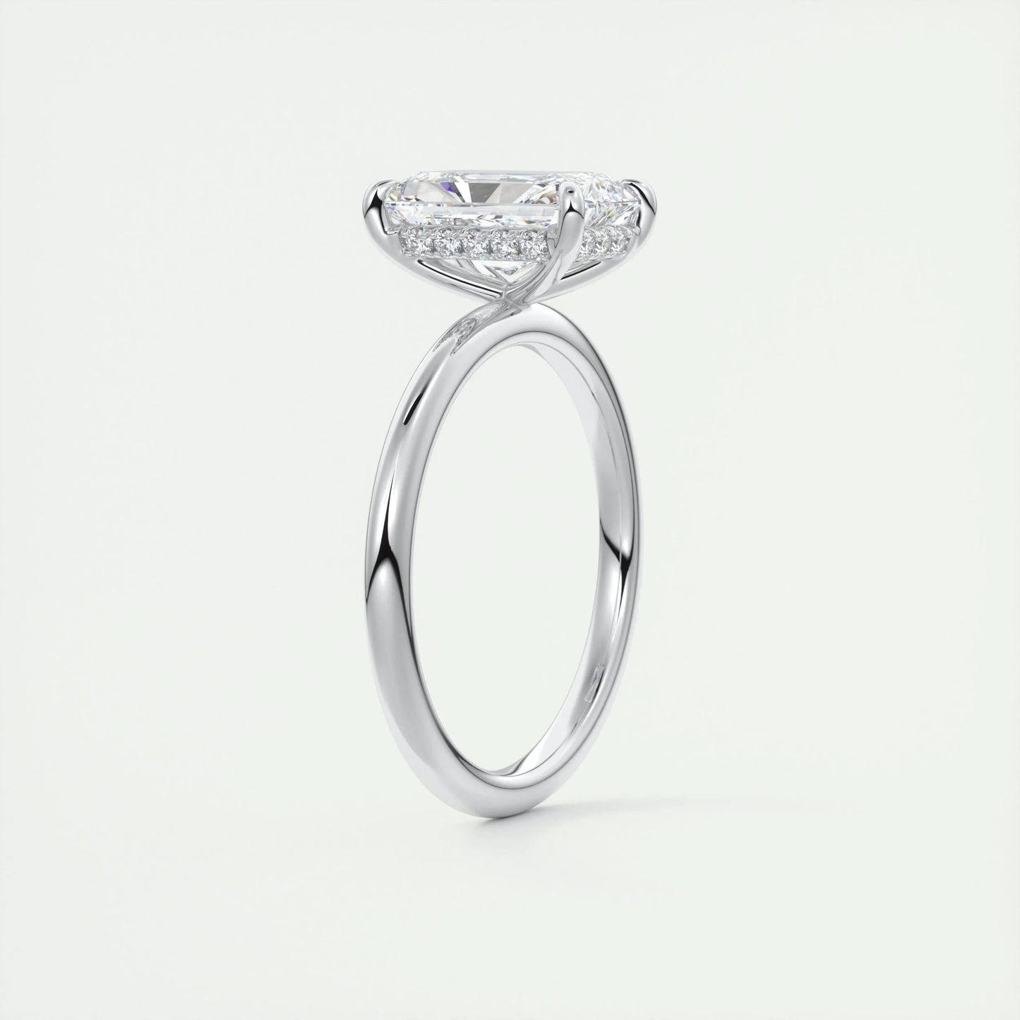 2.10 CT Radiant Hidden Halo Moissanite Engagement Ring 6