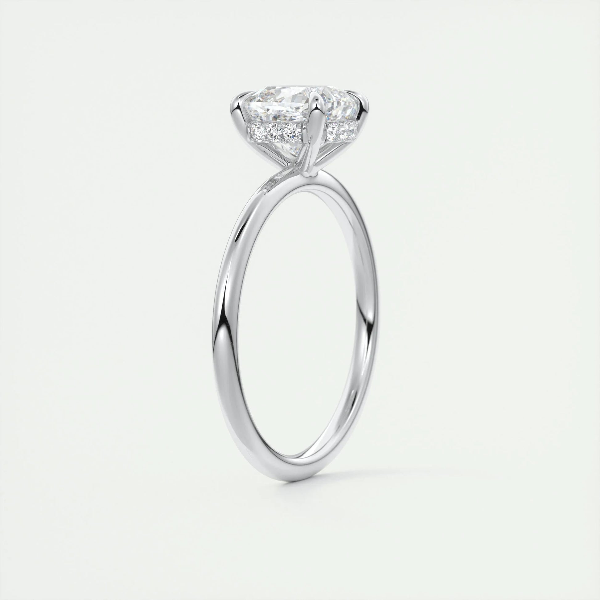 2.15 CT Cushion Hidden Halo Moissanite Engagement Ring 6