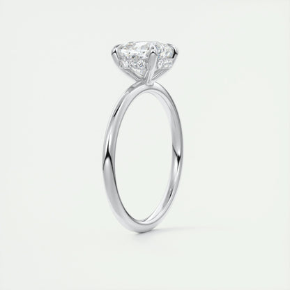 2.15 CT Cushion Hidden Halo Moissanite Engagement Ring 6