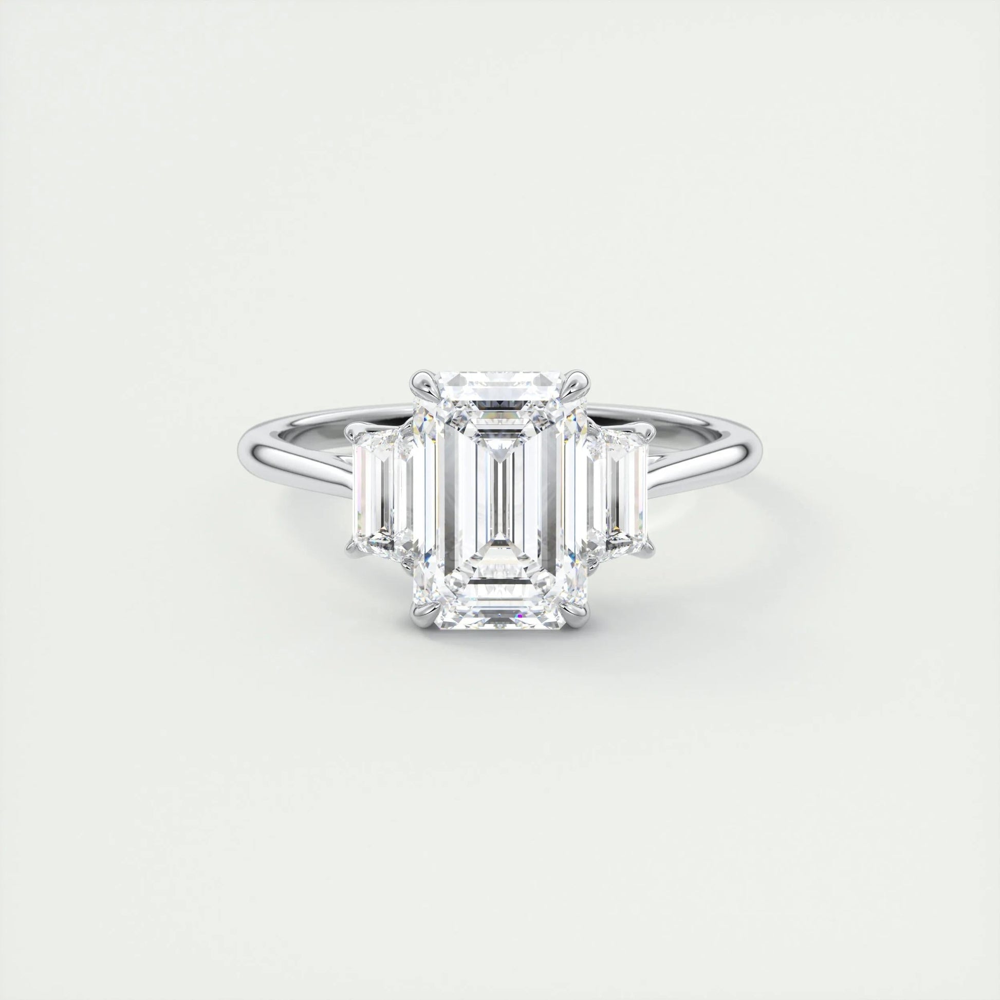1.91 CT Emerald Cut Three Stone Moissanite Engagement Ring 1