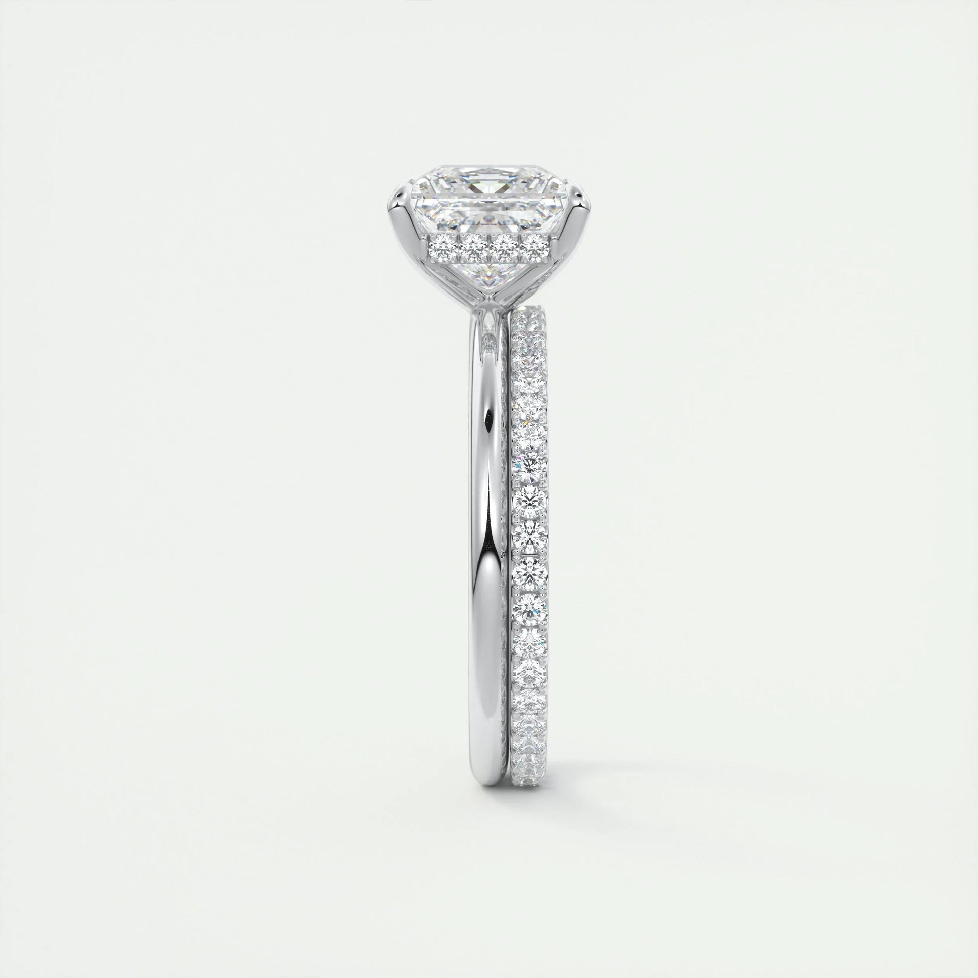 2.08 CT Princess Hidden Halo Moissanite Engagement Ring 5