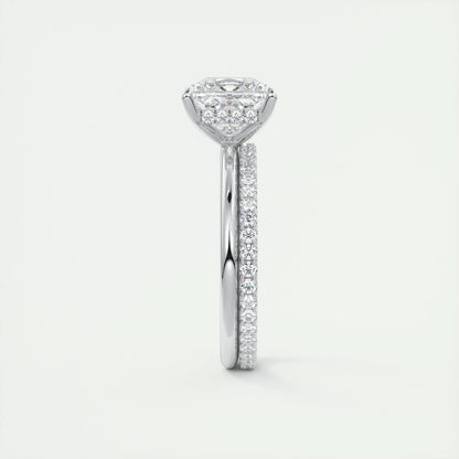 2.08 CT Princess Hidden Halo Moissanite Engagement Ring 5
