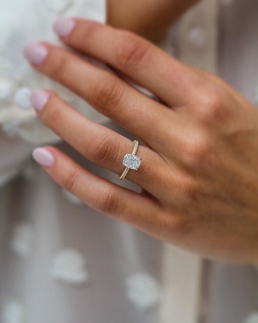 1.50 CT Cushion Moissanite Ring Featuring Hidden Halo & Pave Style 2