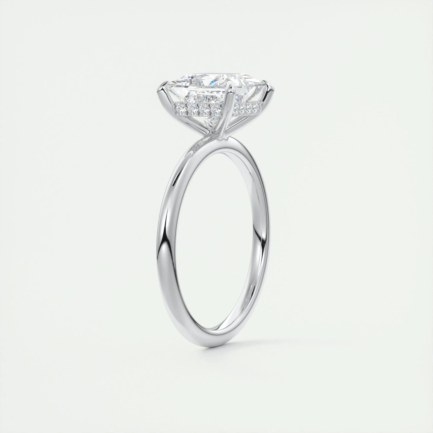 2.08 CT Princess Hidden Halo Moissanite Engagement Ring 6