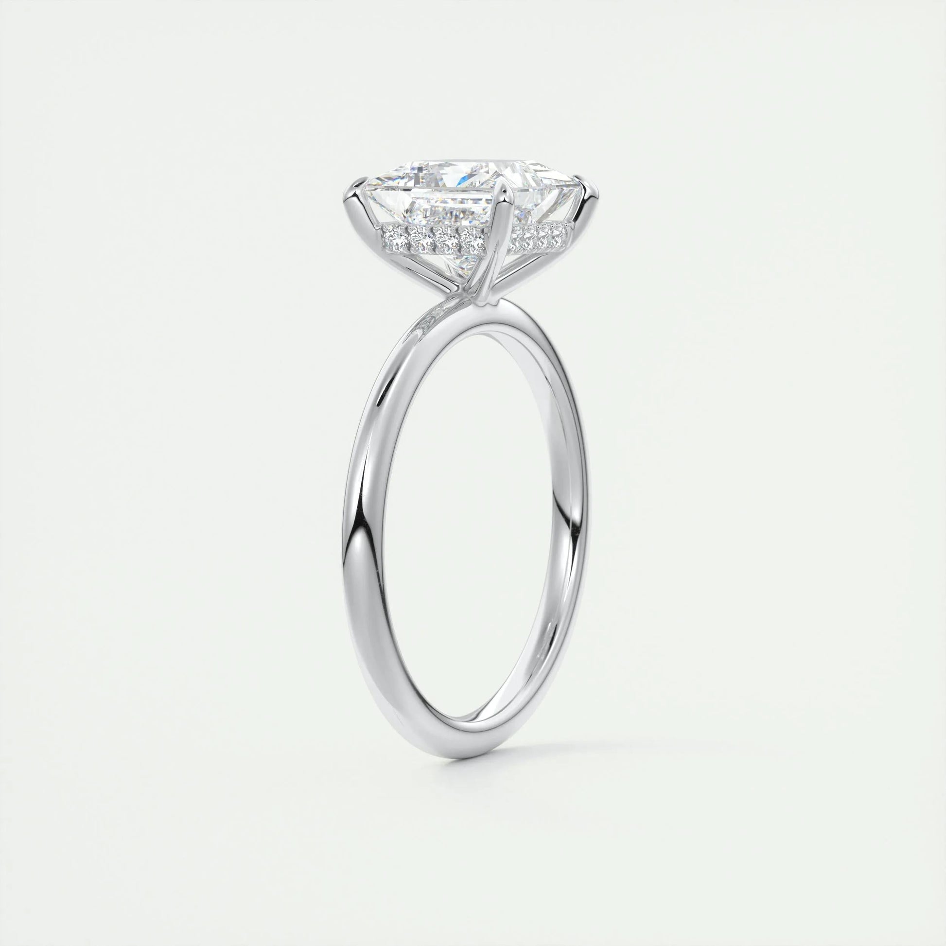 2.08 CT Princess Hidden Halo Moissanite Engagement Ring 6