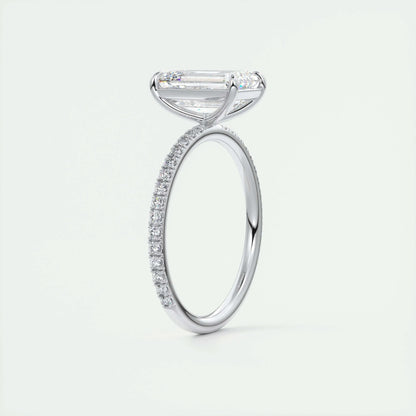 1.91 CT Emerald Cut Pave Moissanite Engagement Ring 6