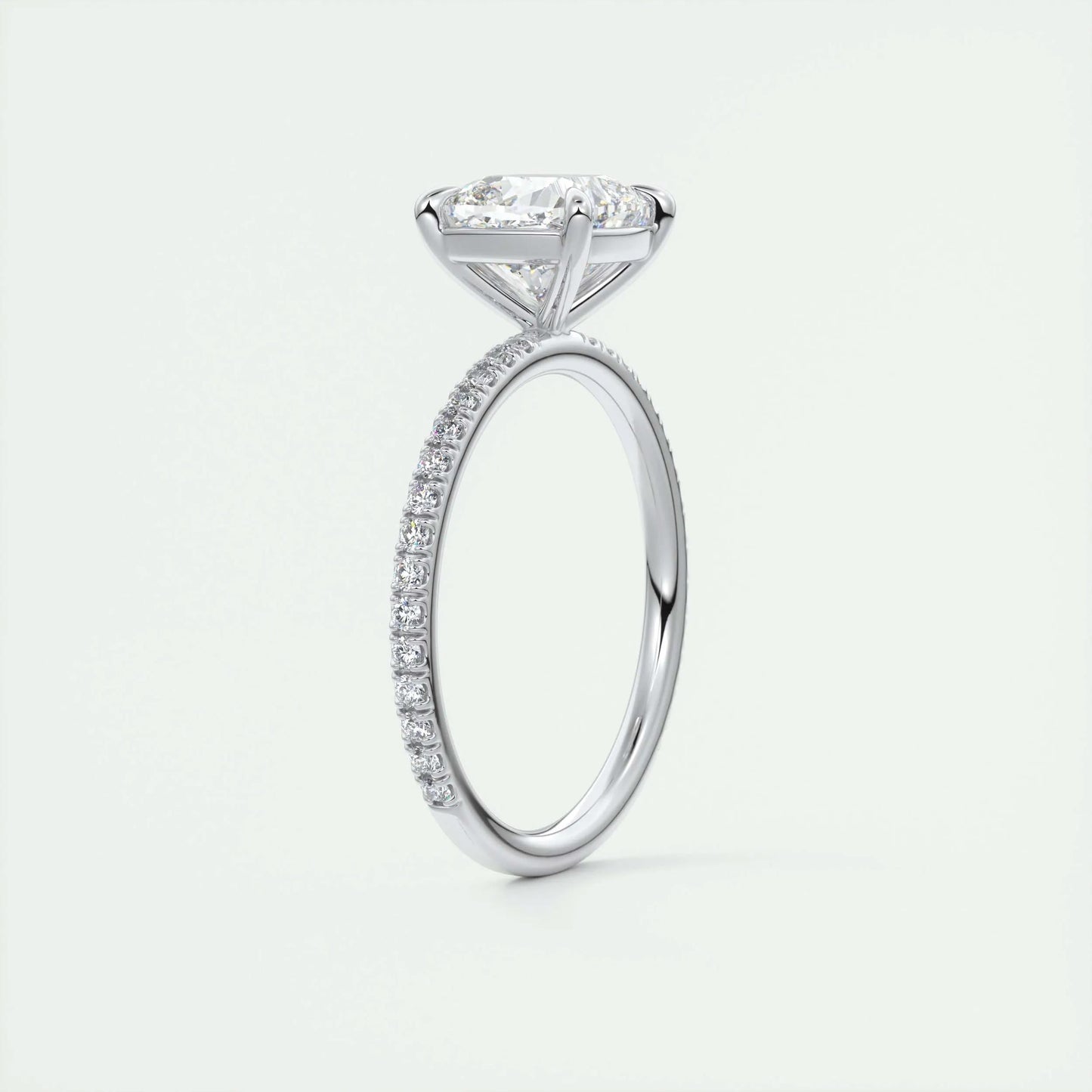 2.15 CT Cushion Cut Pave Moissanite Engagement Ring 6