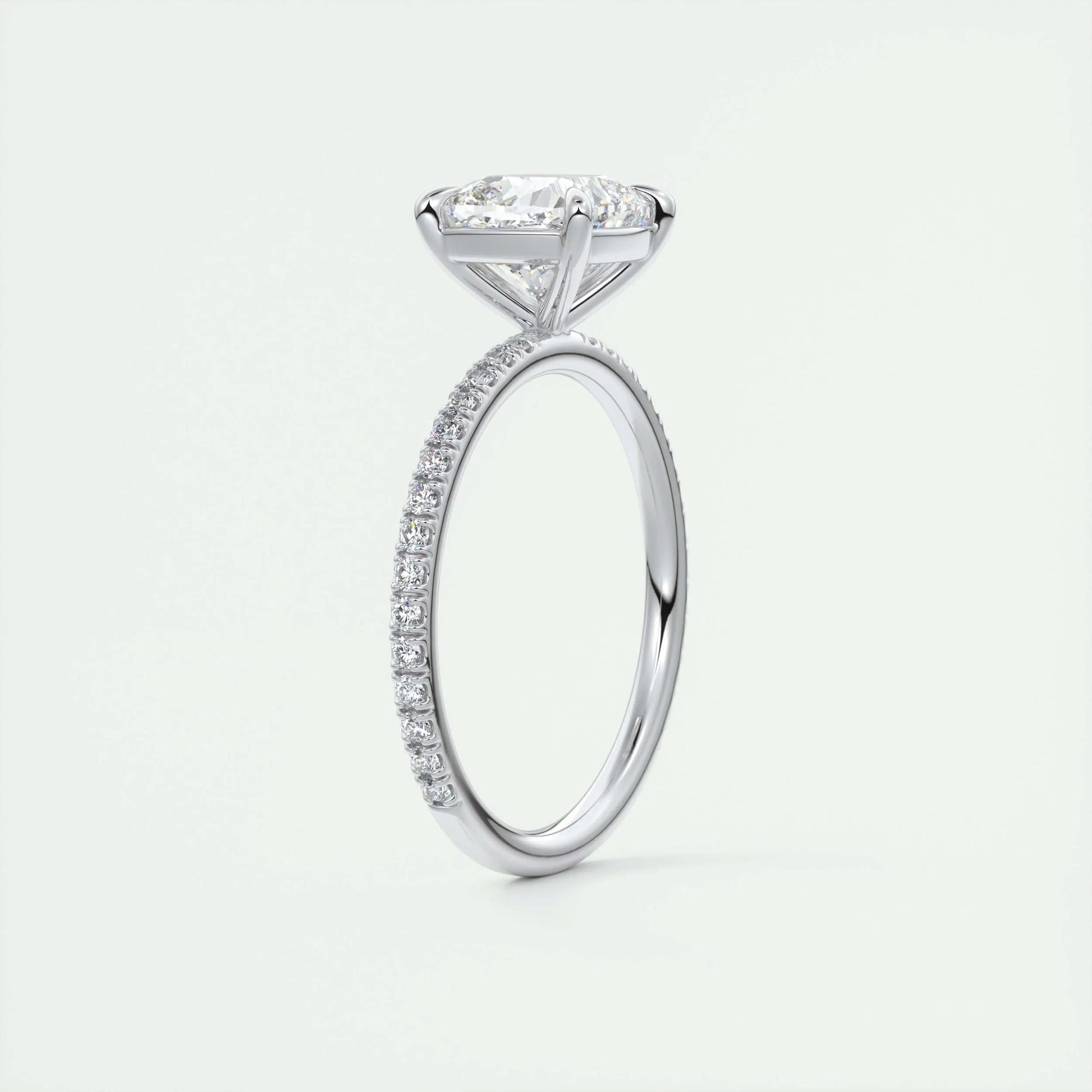 2.15 CT Cushion Cut Pave Moissanite Engagement Ring 6