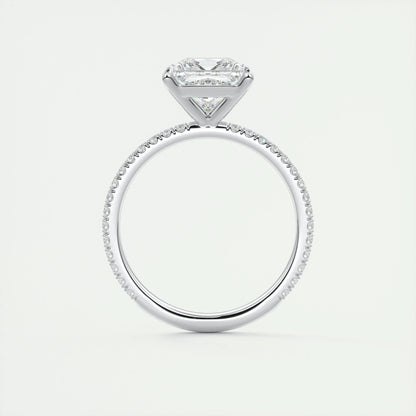 2.08 CT Princess Cut Pave Moissanite Engagement Ring 7