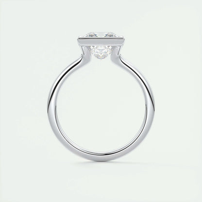 2.08 CT Princess Solitaire Half Bezel Moissanite Engagement Ring 7
