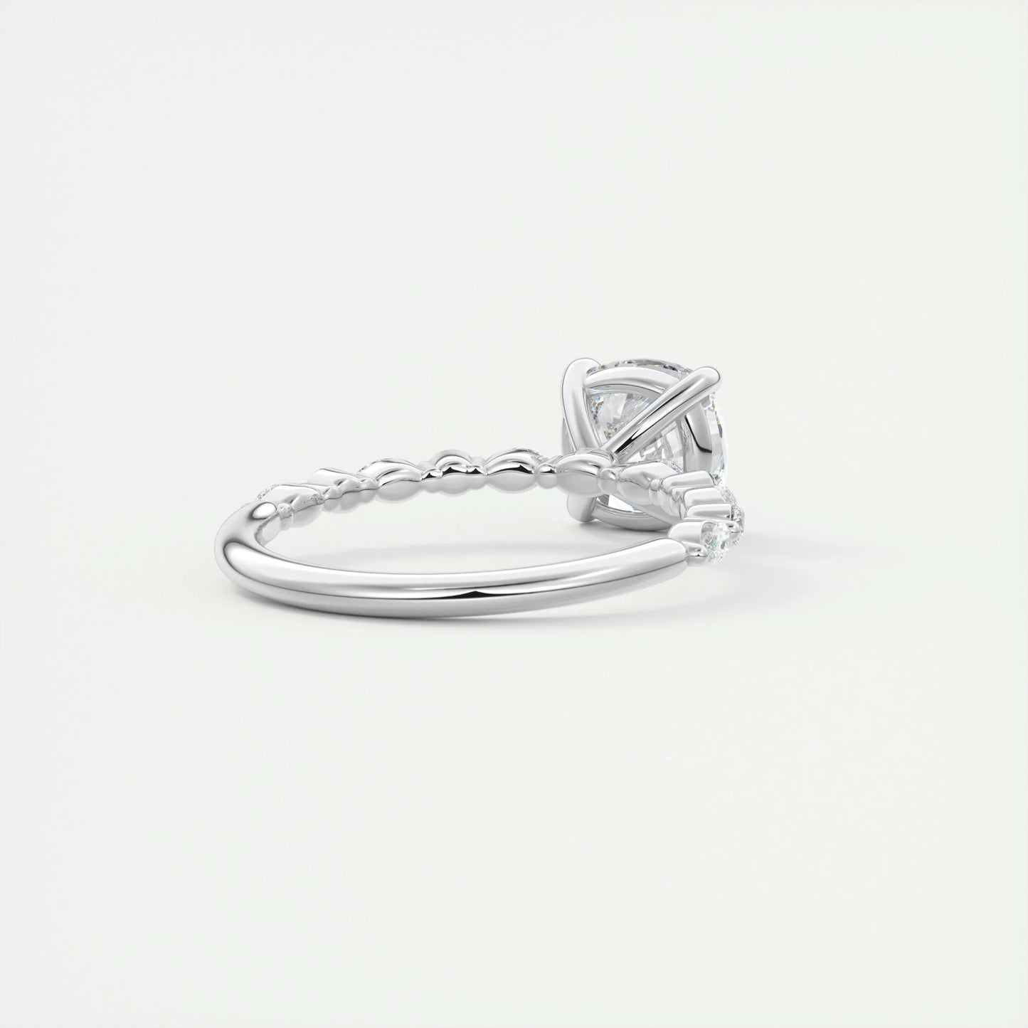 2.15 CT Cushion Cut Pave Moissanite Engagement Ring 3