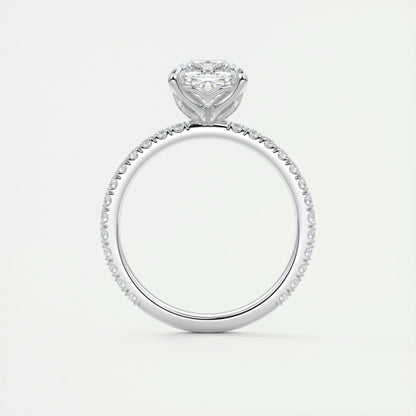 2.15 CT Cushion Cut Solitaire Pave Moissanite Engagement Ring 7