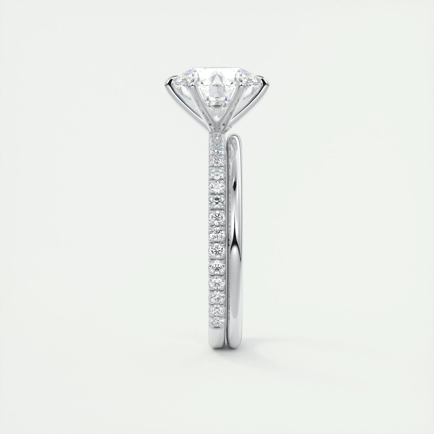 2.0 CT Round Cut Pave Moissanite Engagement Ring 5