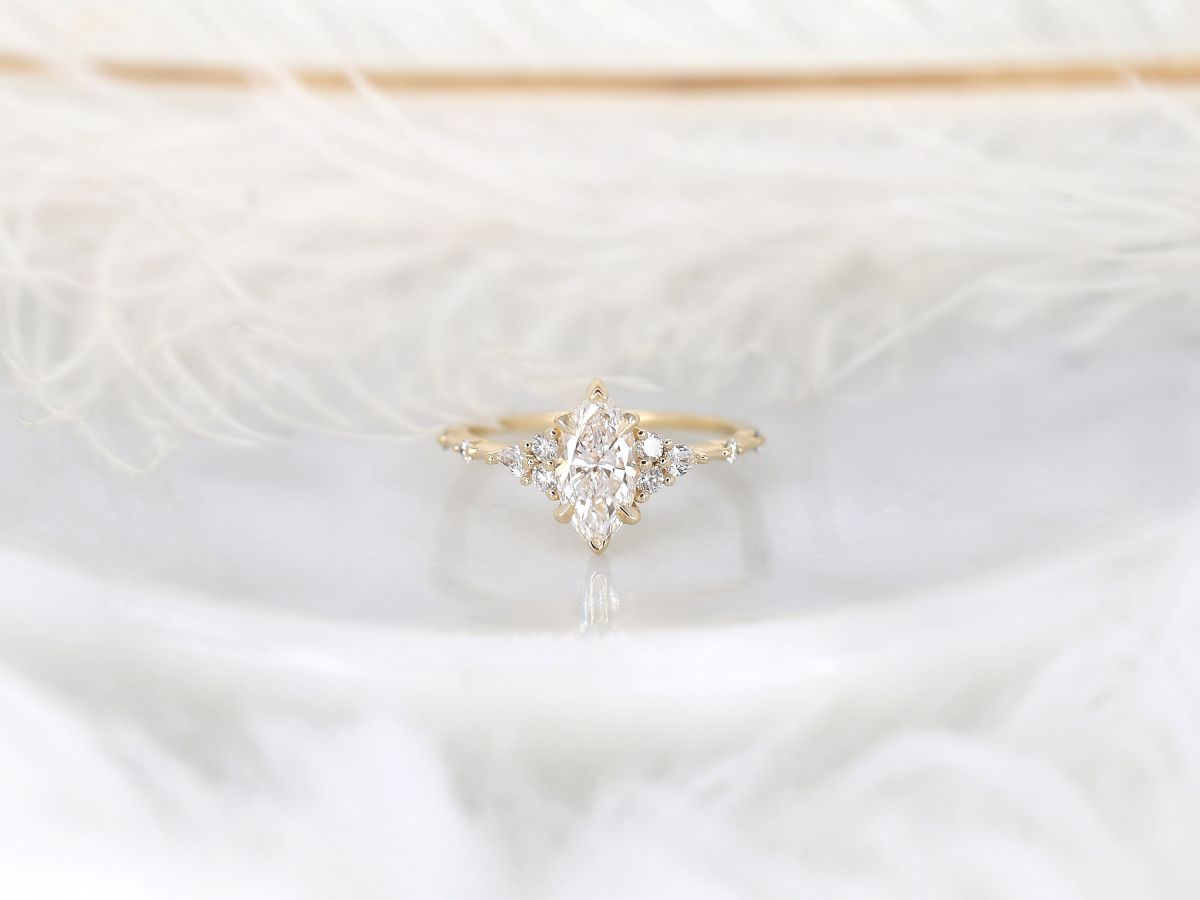 Stunning 1 CT Marquise Moissanite Engagement Ring With Cluster Design 1