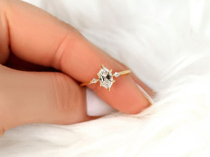 Stunning 1.27 CT Hexagon Moissanite Engagement Ring with Three Stone Design 5