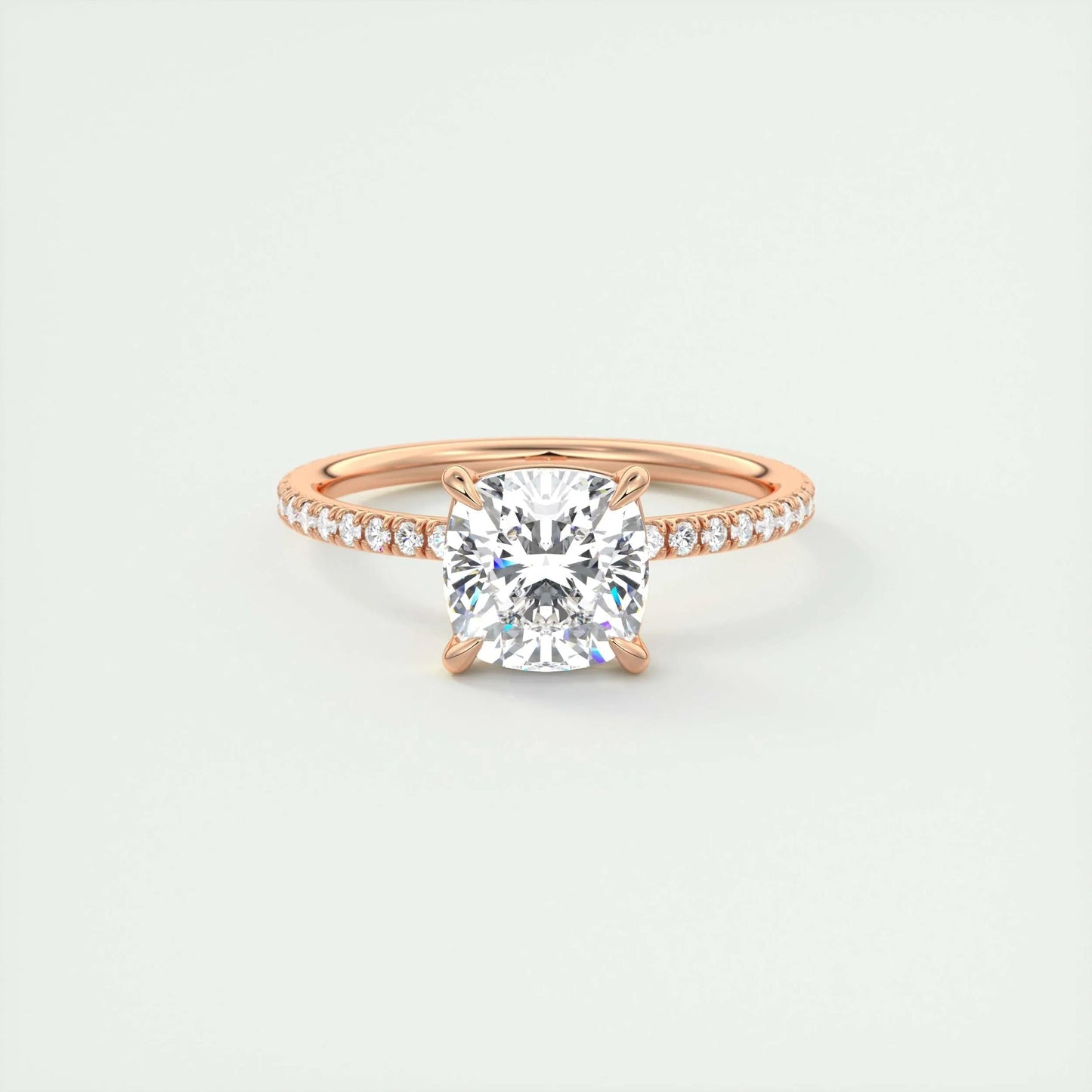 2.15 CT Cushion Cut Pave Moissanite Engagement Ring 15