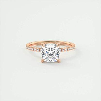2.15 CT Cushion Cut Pave Moissanite Engagement Ring 15