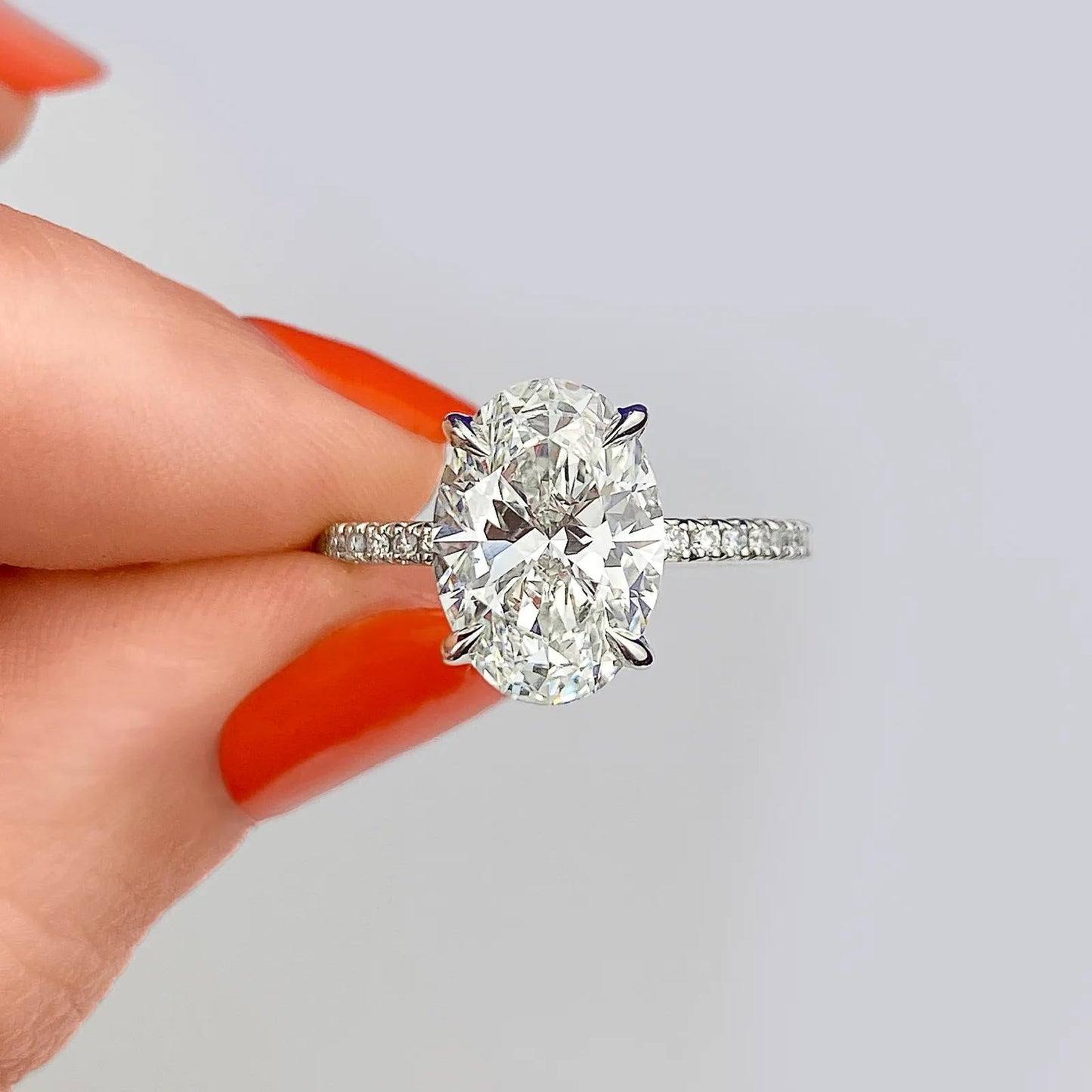 1.91 CT Oval Cut Pave Moissanite Engagement Ring 2