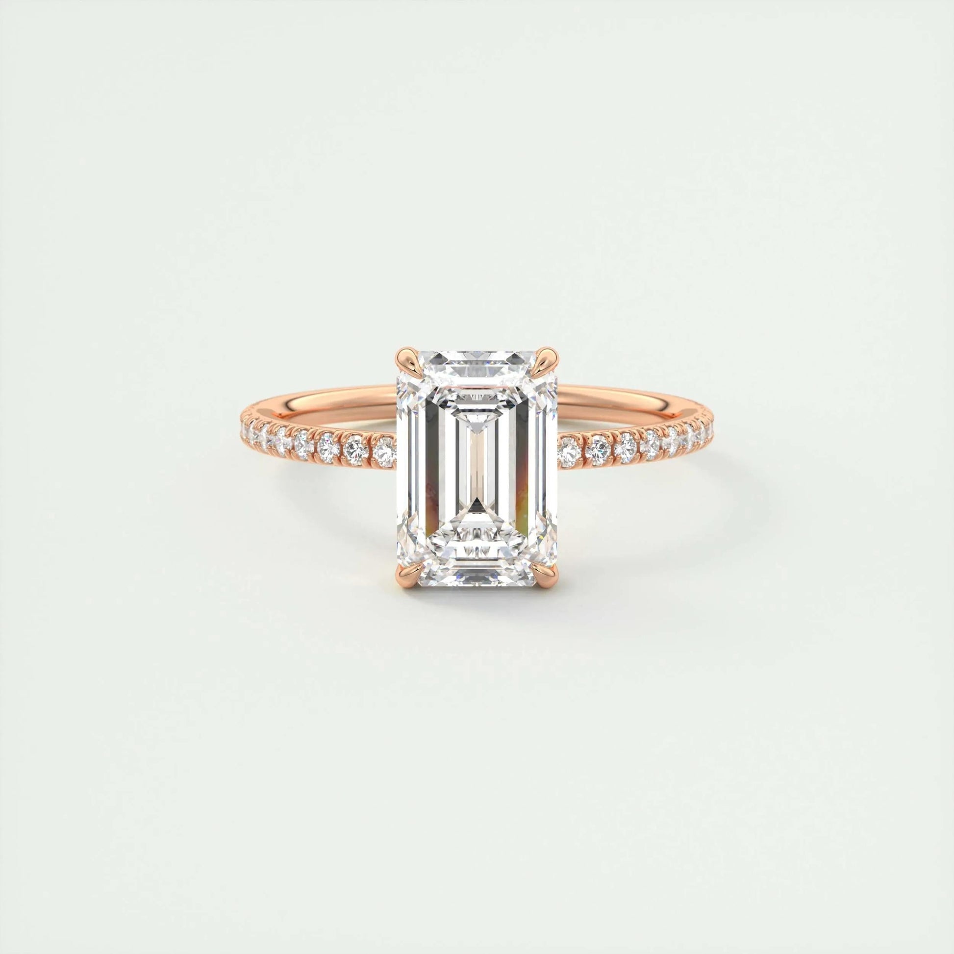 1.91 CT Emerald Cut Pave Moissanite Engagement Ring 15