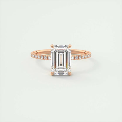 1.91 CT Emerald Cut Pave Moissanite Engagement Ring 15