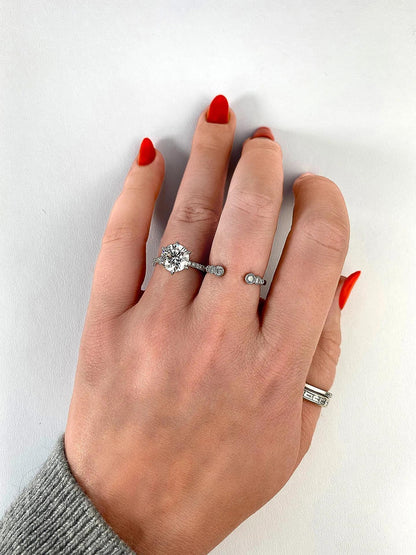 2.0 CT Round Cut Pave Moissanite Engagement Ring 22