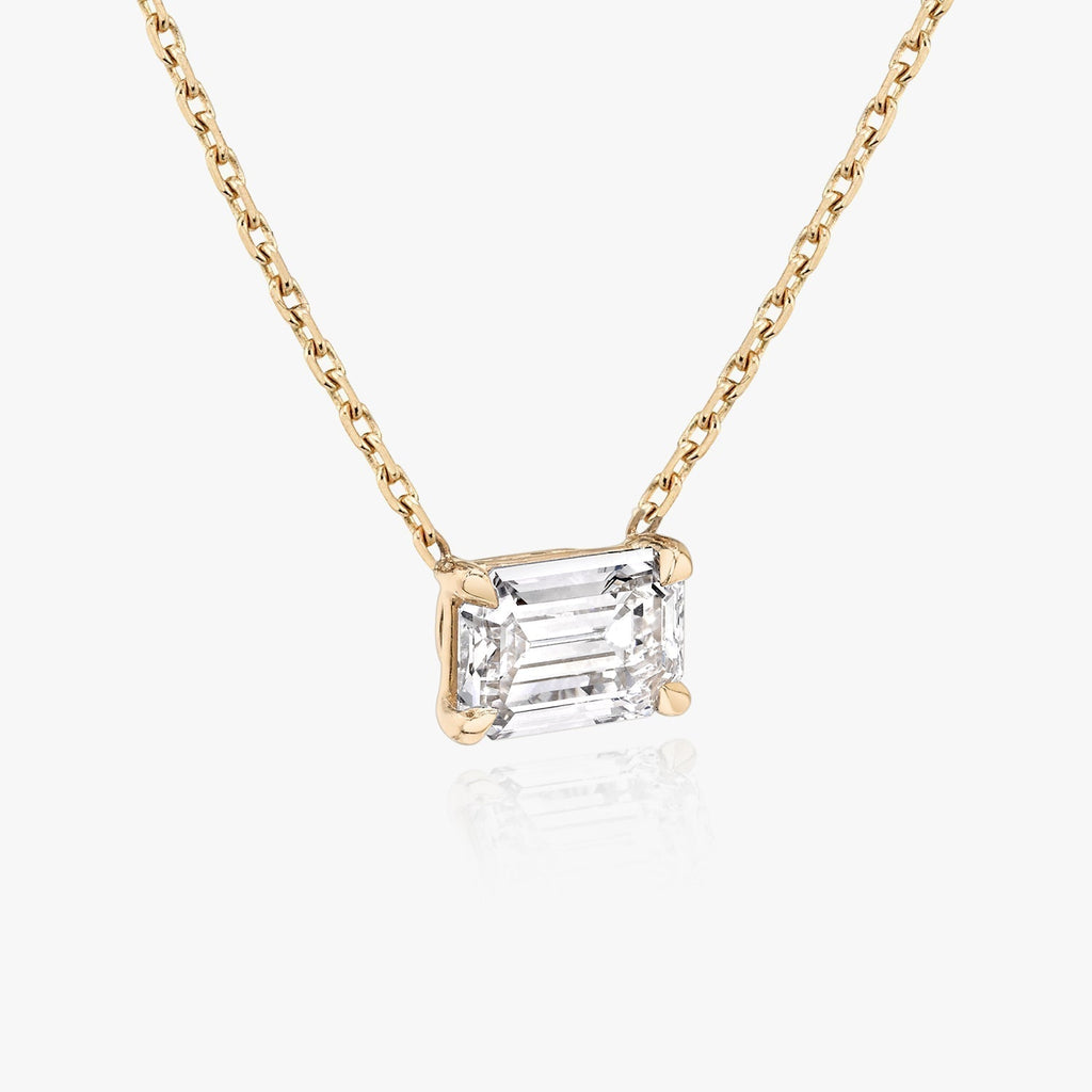 1.0 CT Emerald Solitaire Lab Grown Diamond Necklace