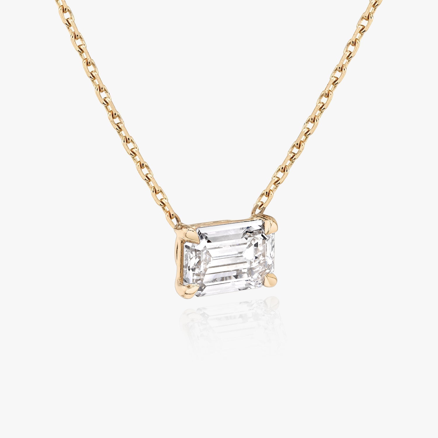 1.0 CT Emerald Solitaire Lab Grown Diamond Necklace