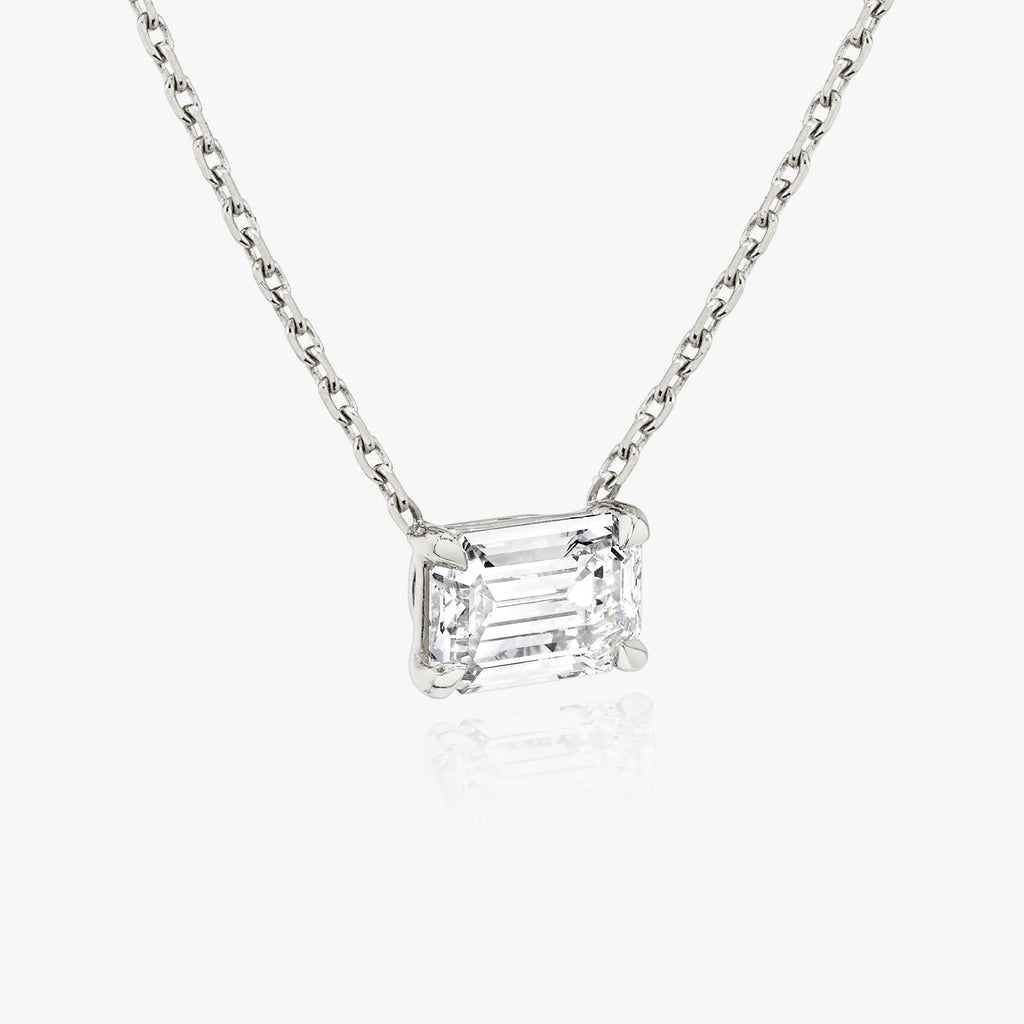 1.0 CT Emerald Solitaire Lab Grown Diamond Necklace