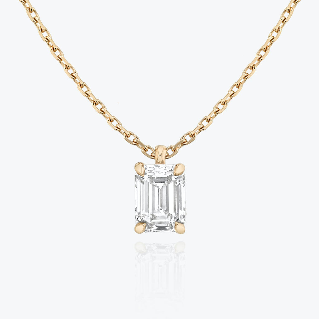1.0 CT Emerald Solitaire  Lab Grown Diamond Necklace