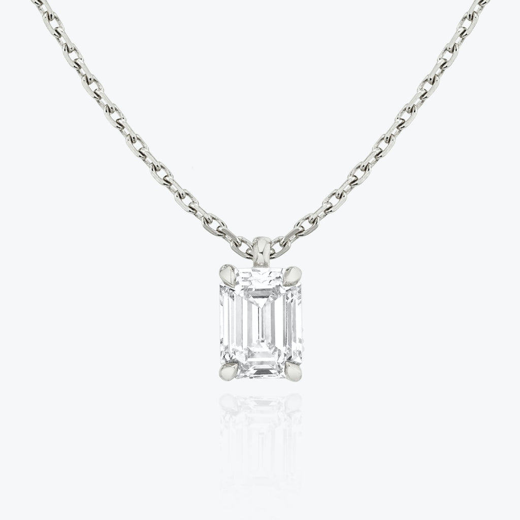 1.0 CT Emerald Solitaire  Lab Grown Diamond Necklace