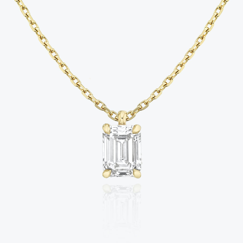 1.0 CT Emerald Solitaire  Lab Grown Diamond Necklace